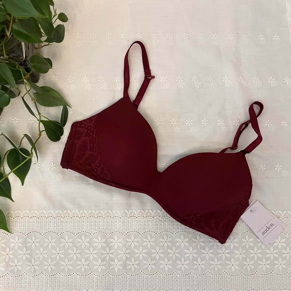 Auden the Bliss lightly lined bra in burgundy red
